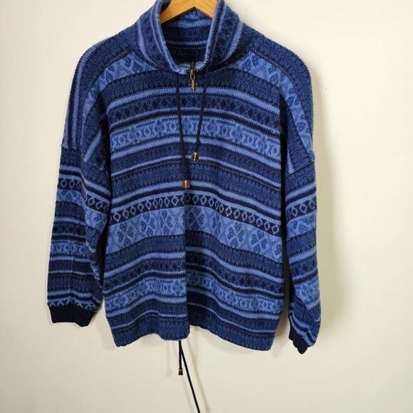 EUC FRENCH COUNTRY EXPRESS BLUE FAIR AISLE FUNNEL NECK SWEATER SIZE M WMN - Picture 1 of 16
